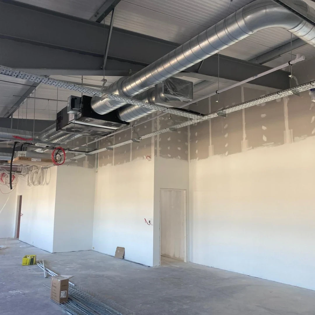Exposed ventilation ductwork during a commercial fit-out